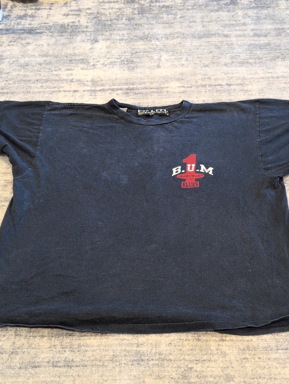 BUM Equipment Navy Short Sleeve Tee with Red Logo